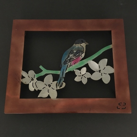Steel Crazy Iron Art Other - Open Steel Frame Bird Cutout Dogwood Wall Decor